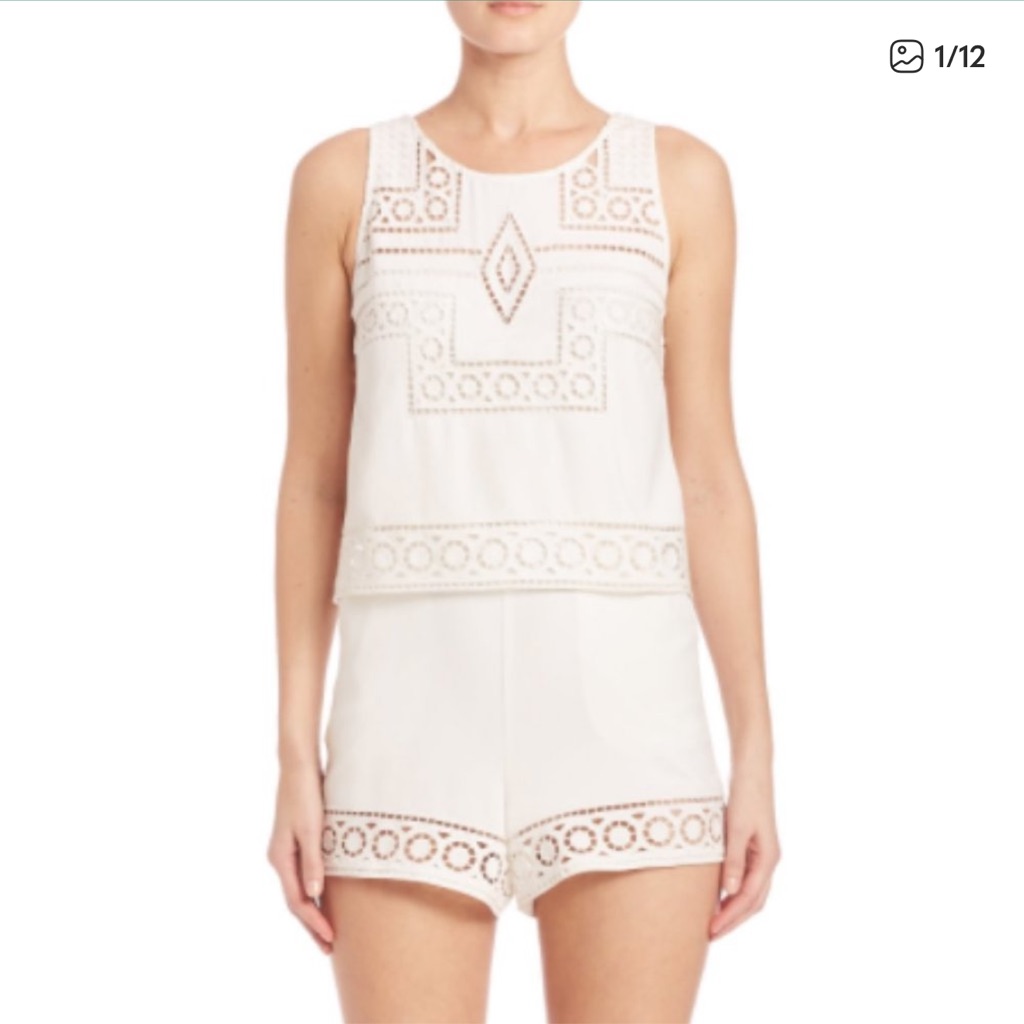Parker White Eyelet Sleeveless Briana Romper Xs